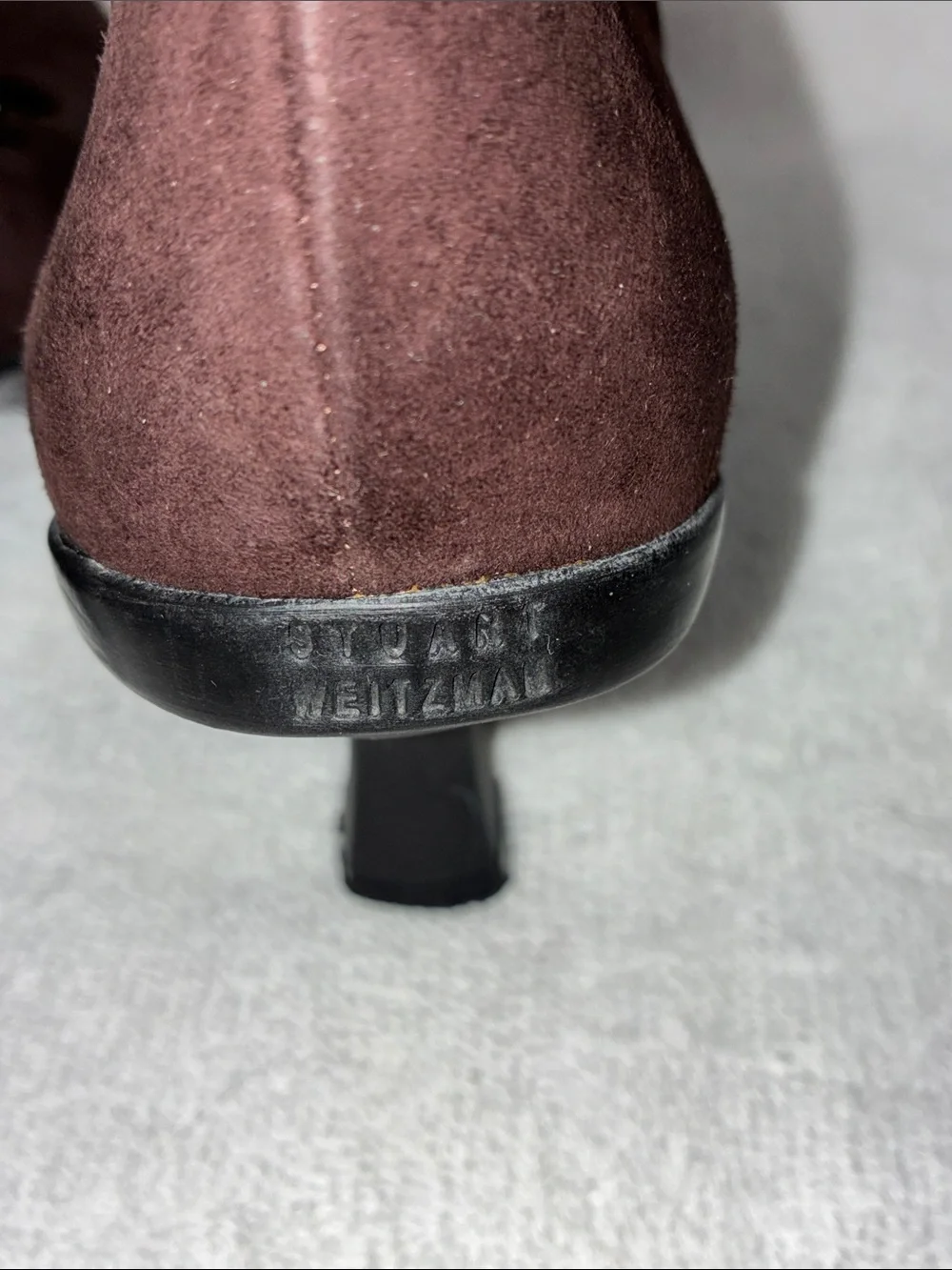 Stuart Weitzman Dark Brown Suede Mid Heel Pumps with Sling Accent